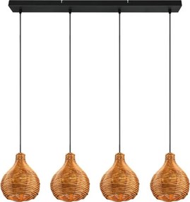 Reality - Lampada a sospensione con cavo SPROUT 3xE14/40W/230V marrone/rattan