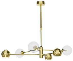 Jupiter 1964 - Lampadario a sospensione con supporto rigido MOKA 3xGU10/10W/230V + 3xG9/10W/230V oro/limpido