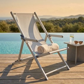 sdraio mare prendisole pieghevole in alluminio e textilene cm 98 x 67,5 x 106 h