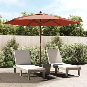 Ombrellone Da Giardino Con Palo İn Legno Terracotta 299x240 Cm /