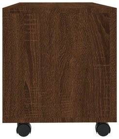 Mobile tv con ruote rovere marrone 90x35x35cm legno multistrato