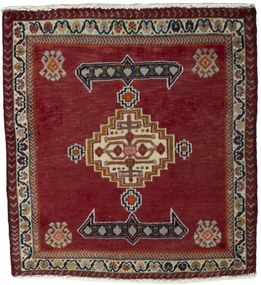 Shiraz Tappeto 60 x 60 Rosso (Iran) Annodato A Mano