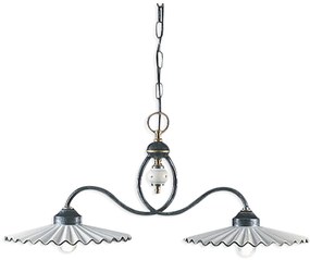 Lampadario Classico L'Aquila Metallo Ceramica Nero Sfumato Rame 31Cm 2 Luci E27
