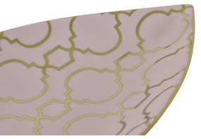 Centrotavola DKD Home Decor Porcellana Rosa Dorato Orientale Foglia della pianta (27,5 x 16 x 3 cm)