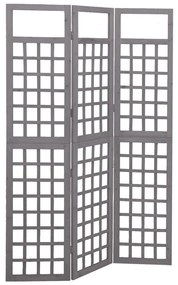 Divisorio a 3 pannelli in massello di abete grigio 121x180 cm