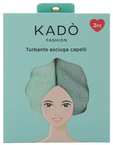 Set 2 asciugamani capelli turbante in microfibra verde
