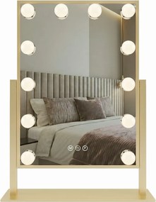 Specchio cosmetico LED Hollywood L.Gold con illuminazione – 30x40 cm