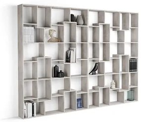 Libreria a parete XL Iacopo (236,4 x 321,6 cm), Grigio Cemento