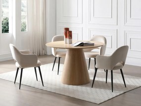 Tavolo da pranzo tondo 4 persone impiallacciatura rovere Naturale chiaro - ANTALIZA