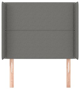 Testiera ad orecchio grigio scuro 93x16x118/128 cm in tessuto