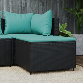 Poggiapiedi Da Giardino Con Cuscino İn Polyrattan Nero /