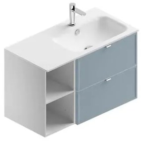 Mobile sottolavabo e lavabo Quadra per vasca a destra bianco-cielo in mdf L 90 x H 57 x P 46 cm 2 cassetti
