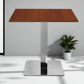 Tavolo bar pub ristorante 80x80 cm base argento e piano laminato Noce H 75