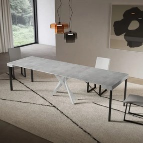 Consolle allungabile Libo - Cemento gambe bianche 90x40/300 cm