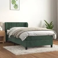 Giroletto a Molle con Materasso Verde Scuro 90x190 cm Velluto 3127466