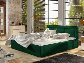 Letto matrimoniale con box contenitore Bordeaux - 160 x 200 cm , Tessuto verde