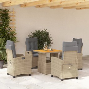 Set Da Pranzo Da Giardino 5 Pz Con Cuscini Beige İn Polyrattan /