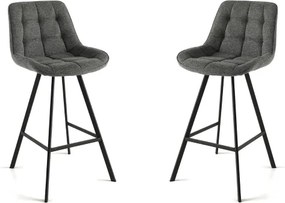 Sgabello da cucina in tessuto Grigio Fumo gambe metallo FRIEDIC Set 2 pz