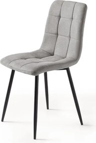 Sedia da pranzo in tessuto Grigio Chiaro gambe metallo nere - KATERINE 2 sedie