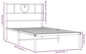 Giroletto con Testiera in Metallo Nero 107x203 cm