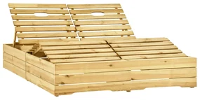 Lettino prendisole doppio in legno di pino impregnato