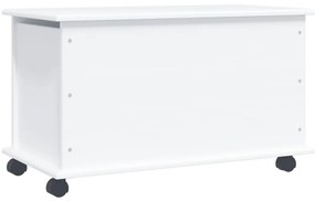 Cassapanca con ruote alta bianca 73x39,5x44 cm massello di pino