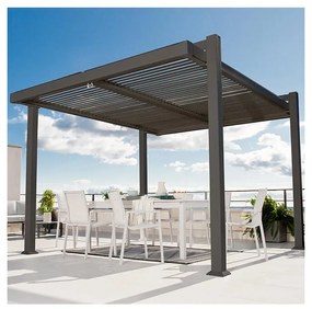 Pergola Persea in alluminio struttura grigio antracite L 320 x P 360 x H 260 cm