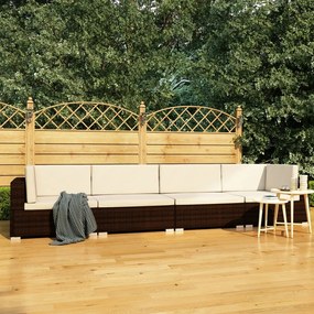 Set divani da giardino 4 pz con cuscini in polyrattan marrone