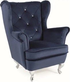 Poltrona per bambini Lili in velluto blu navy – 69x65x81 cm