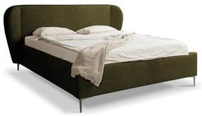 Letto matrimoniale imbottito verde scuro con rete inclusa 160x200 cm Makana – Makamii