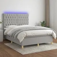 Letto a Molle Materasso e LED Grigio Chiaro 140x190 cm Tessuto 3135669