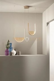 Sospensione lotus 2 oro con vetro ambra l.40+36cm led 3000k 3256lm ...
