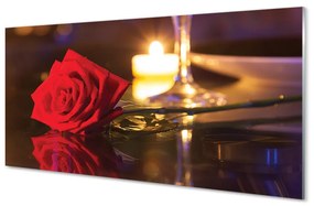 Quadro vetro acrilico Vetro di rose di candela 100x50 cm