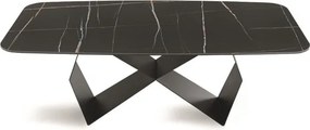 Tavolo fisso 210 cm KARL base metallo Nero e piano effetto marmo Sahara Noir