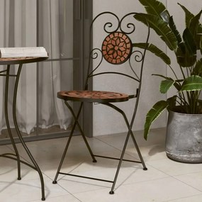 Sedie Da Bistrò Pieghevoli 2 Pz Terracotta İn Ceramica /