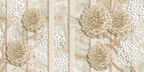 Stampa su tela – Fiori astratti su sfondo di marmo