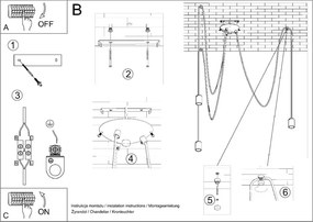 Apparecchio a sospensione nero 300x300 cm Spider - Sollux