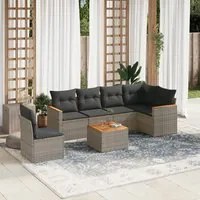 Set Divani da Giardino 7 pz con Cuscini Grigio in Polyrattan 3226025