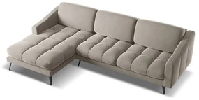 Divano angolare beige (con penisola a sinistra) con rivestimento in velluto Nalu – Makamii