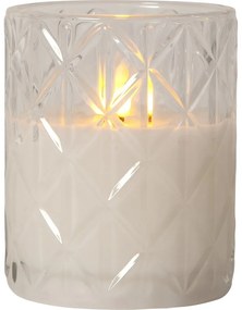 Candela di cera a LED bianca in vetro, altezza 12,5 cm Flamme Romb - Star Trading