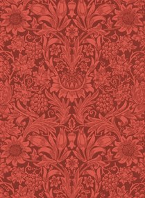 Morris & Co Carta da parati Sunflower - Chocolate/ Red