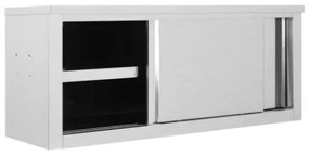 Armadio da Cucina ad Ante Scorrevoli 120x40x50cm Acciaio Inox