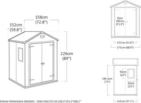 Casetta Da Giardino In Resina 185x152x226H Cm Manor 6x5 Grigio Keter Con Finestra
