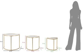 Tavolini rotondi in set di 3 con piano in vetro in oro ø 60 cm Triangle - Mauro Ferretti