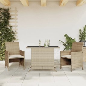 Set Da Bistrò 3 Pz Con Cuscini Beige İn Polyrattan /