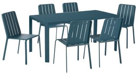 Set tavolo e sedie Idaho NATERIAL in alluminio blu per 6 persone