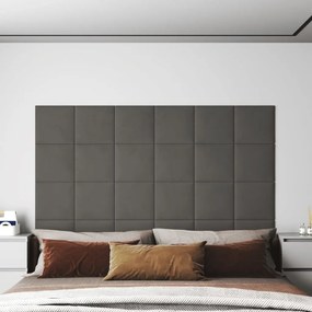 Pannelli Murali 12 Pz Grigio Scuro 30x30 Cm İn Velluto 1,08 M² /