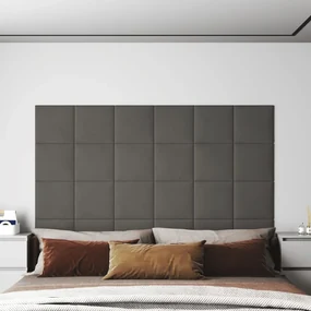 Pannelli Murali 12 Pz Grigio Scuro 30x30 Cm İn Velluto 1,08 M² /