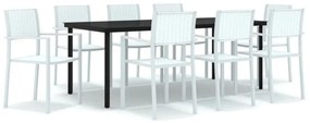 Set da pranzo da giardino 9 pz bianco
