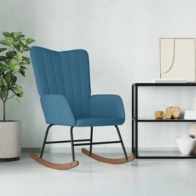 Sedia A Dondolo Blu İn Velluto /